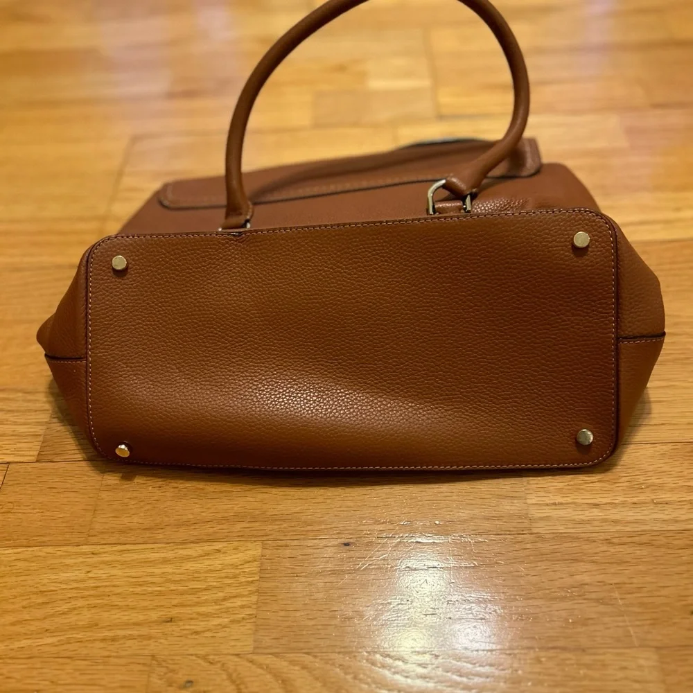 Kate Spade Tan Brown Pebbled Leather Double Handled Satchel- Mint! - Picture 10 of 10